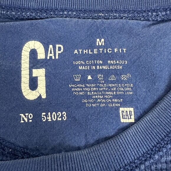 Gap Mens Blue Waffle Knit Long Sleeve Athletic Fit Shirt Size Medium Cotton - Picture 4 of 6